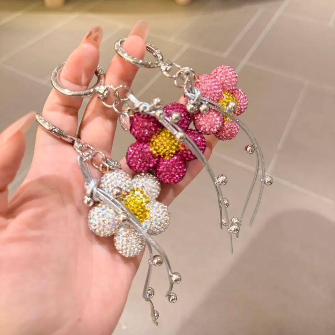 爆闪闪钻花朵防丢手机链钥匙扣