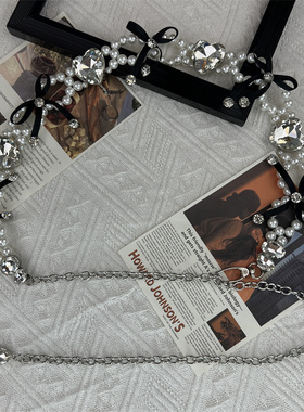 优雅甜美水钻珍珠腰带女装饰配裙子毛衣丝巾爱心腰链配饰2025新款