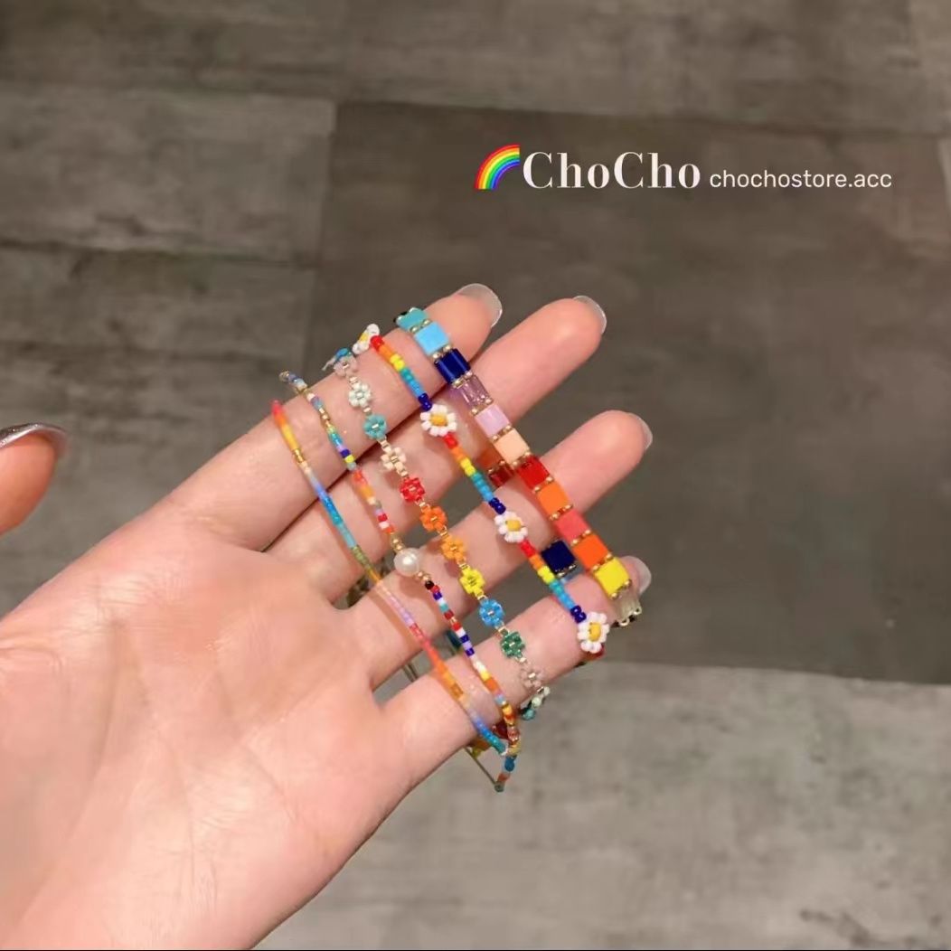 森系多巴胺串珠花朵手链