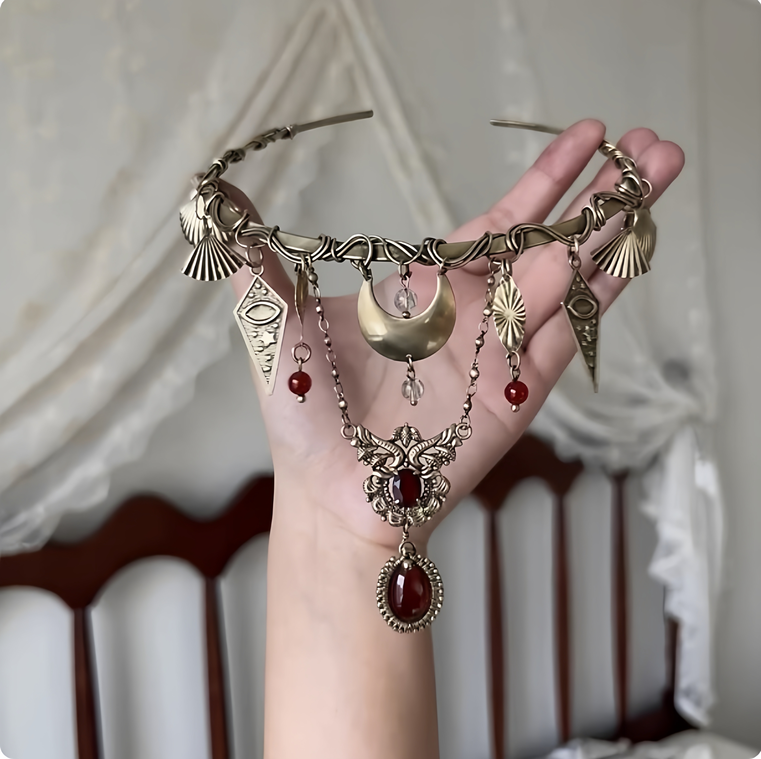 古希腊女神复古金色几何流苏项链小众设计高级感气质锁骨链颈链女