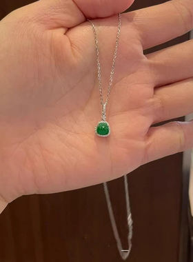 「翠影凝光」新中式祖母绿钱袋子项链小众设计感高级感百搭锁骨链