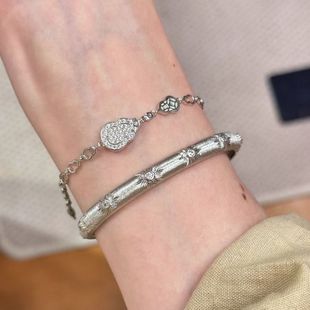满满福气 爆闪银色点钻葫芦手链小众设计手绳高级感轻奢女款