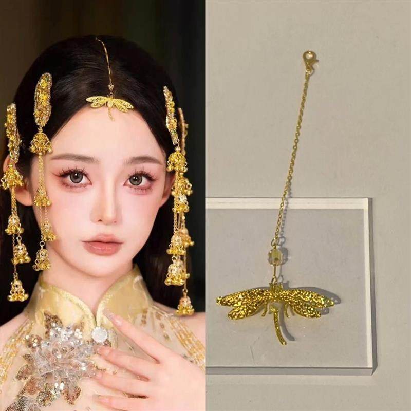 古典秀禾点缀用百搭金色眉心坠中式造型甜美减龄汉服龙凤褂配饰品