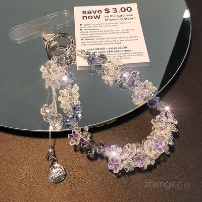 手机挂绳新款蝴蝶水晶手机链高级感轻奢挂链小众简约ins风挂手腕