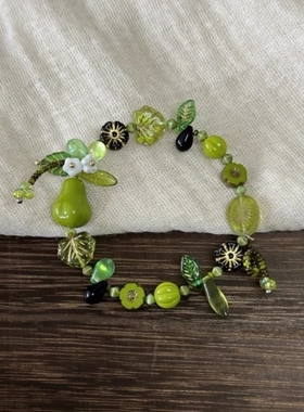 【绿影花串】森系复古绿色青梨花朵手链时尚植物系夏日甜美手串女