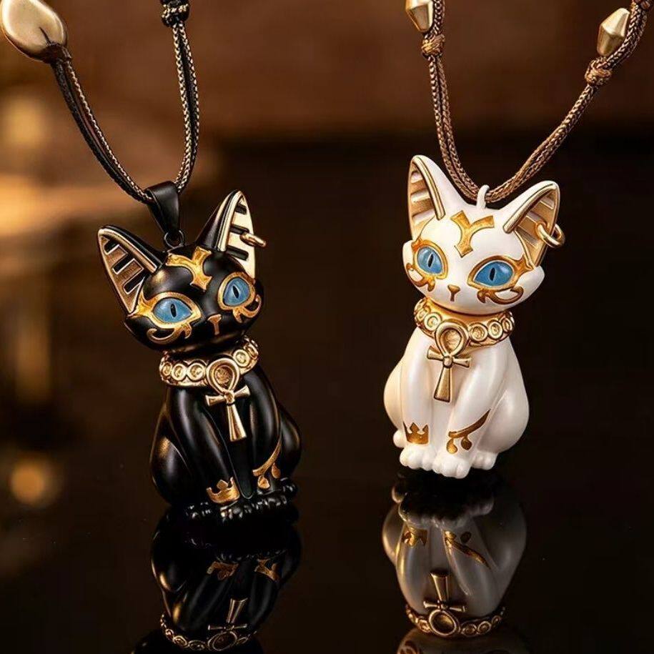 原创生命之瞳系列项链法老埃及猫咪造小众设计感黑猫吊坠配饰可爱