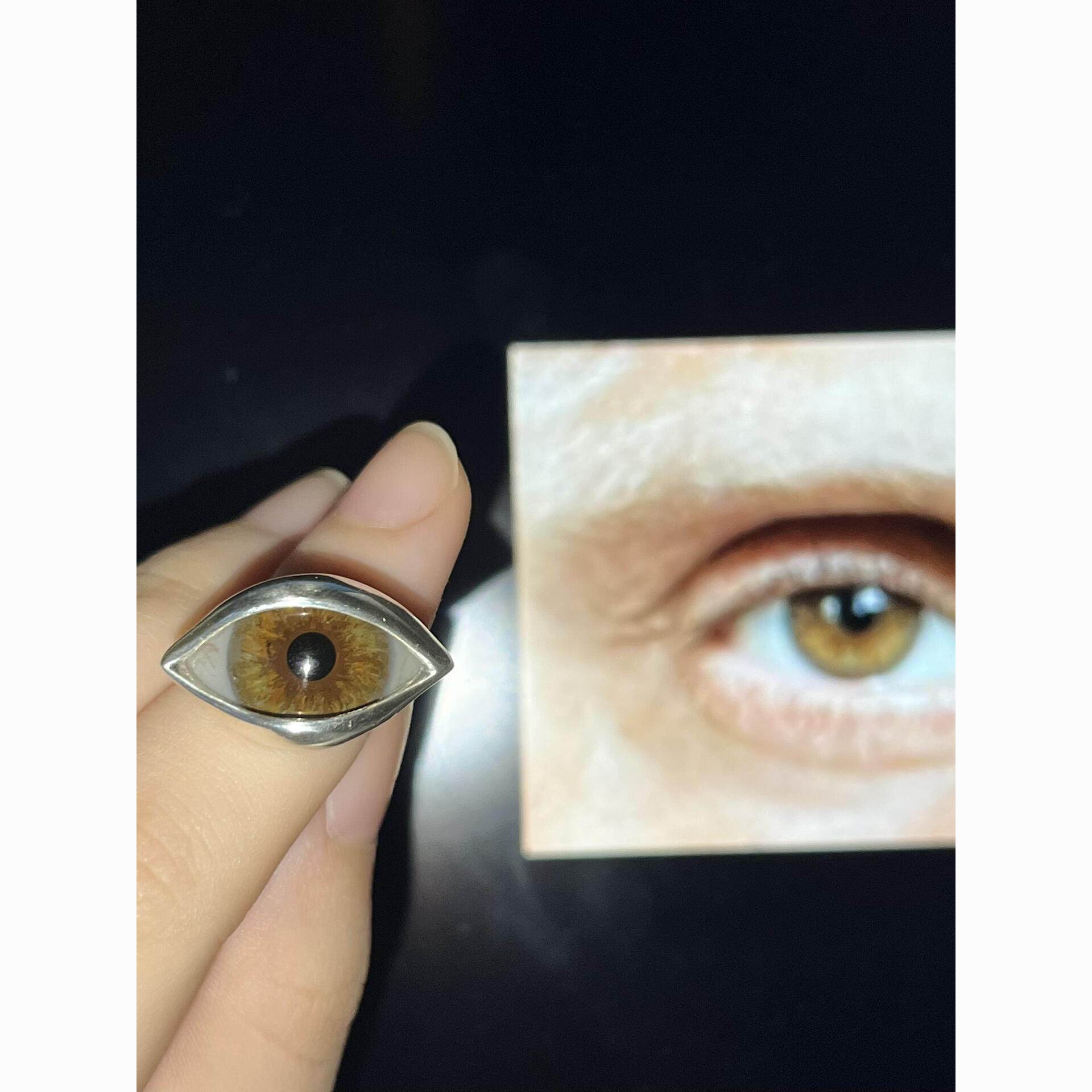 法式复古独特个性恶魔之眼戒指女小众轻奢时尚叠戴指环食指戒配饰