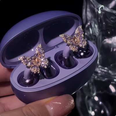 FreeClip耳夹式蓝牙耳机钻扣满钻资金蝴蝶耳夹装饰耳饰女九紫离火