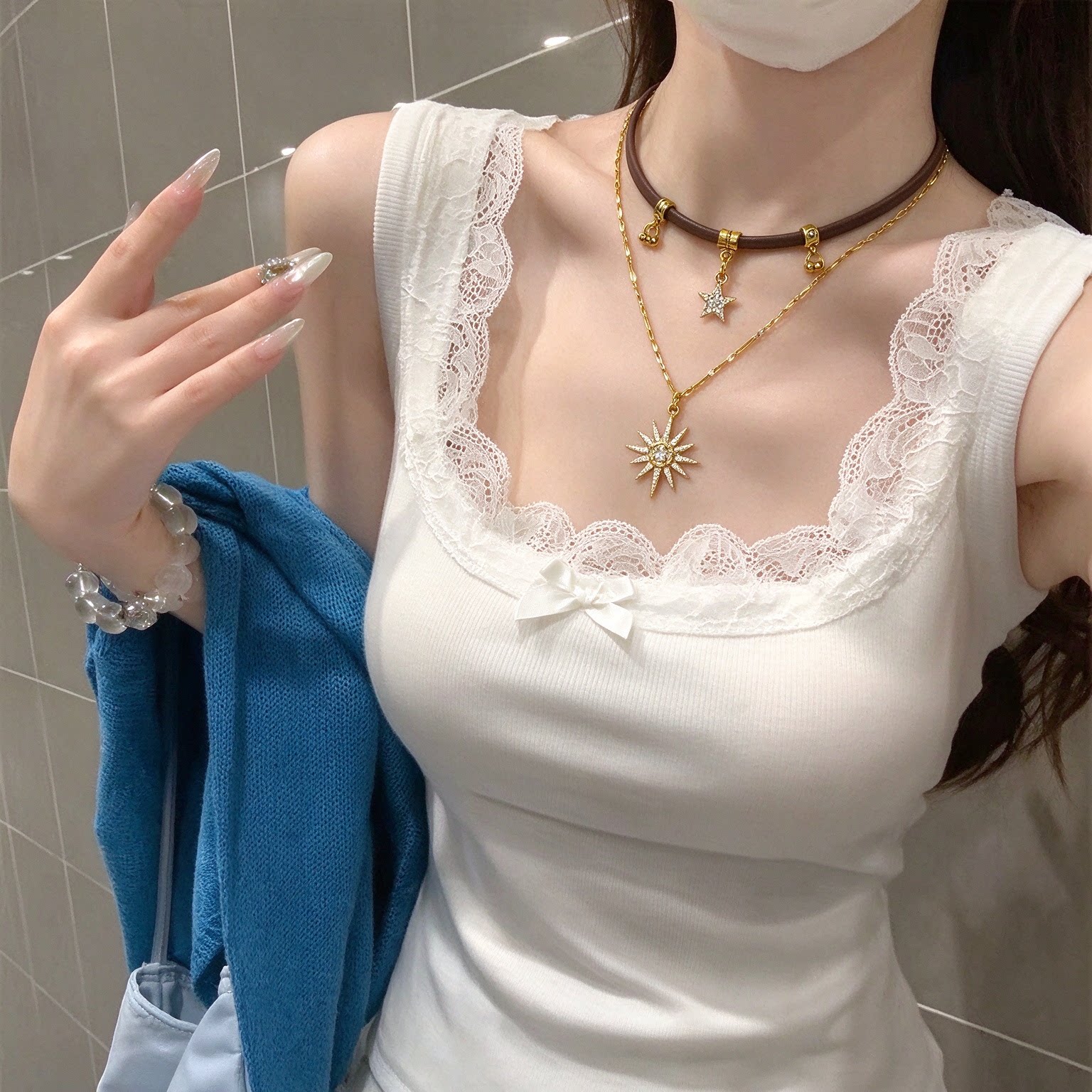 美拉德波西米亚双层毛衣链女