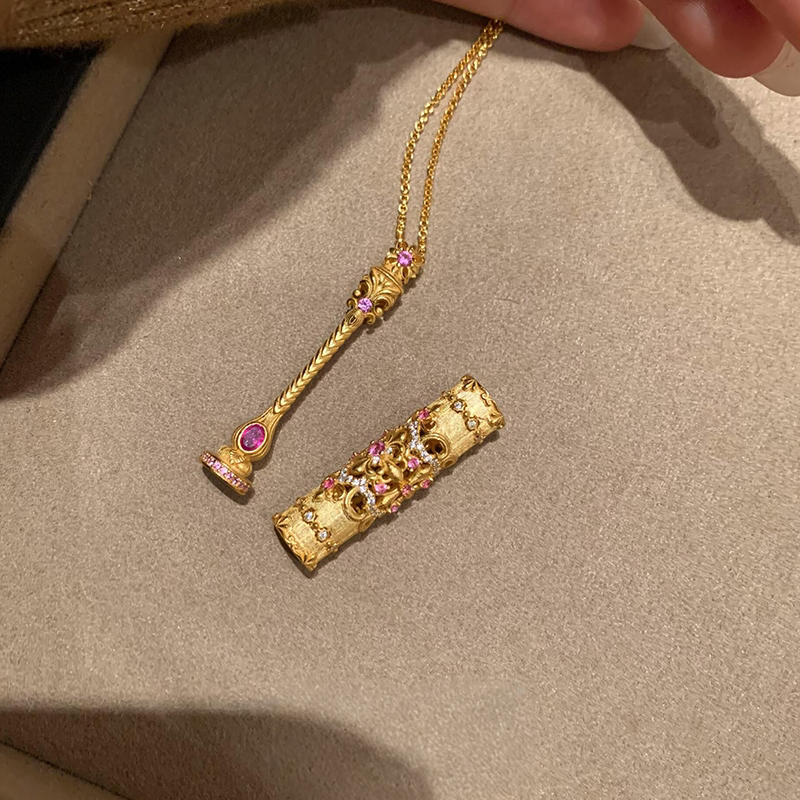 「金杖星语」法式复古鎏金魔法棒项链精致高级感温柔百搭锁骨链女