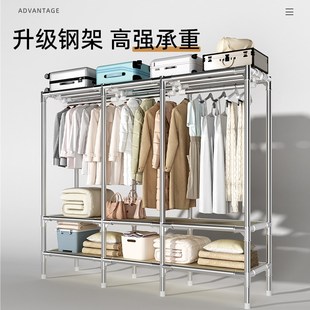 拼接卧室家用衣 出租房用布衣柜加粗加厚全钢架接头衣柜简L易组装