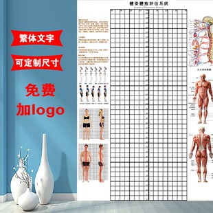 繁体体态评估图k健身房体测表瑜伽私教站姿形体脊椎修复身体
