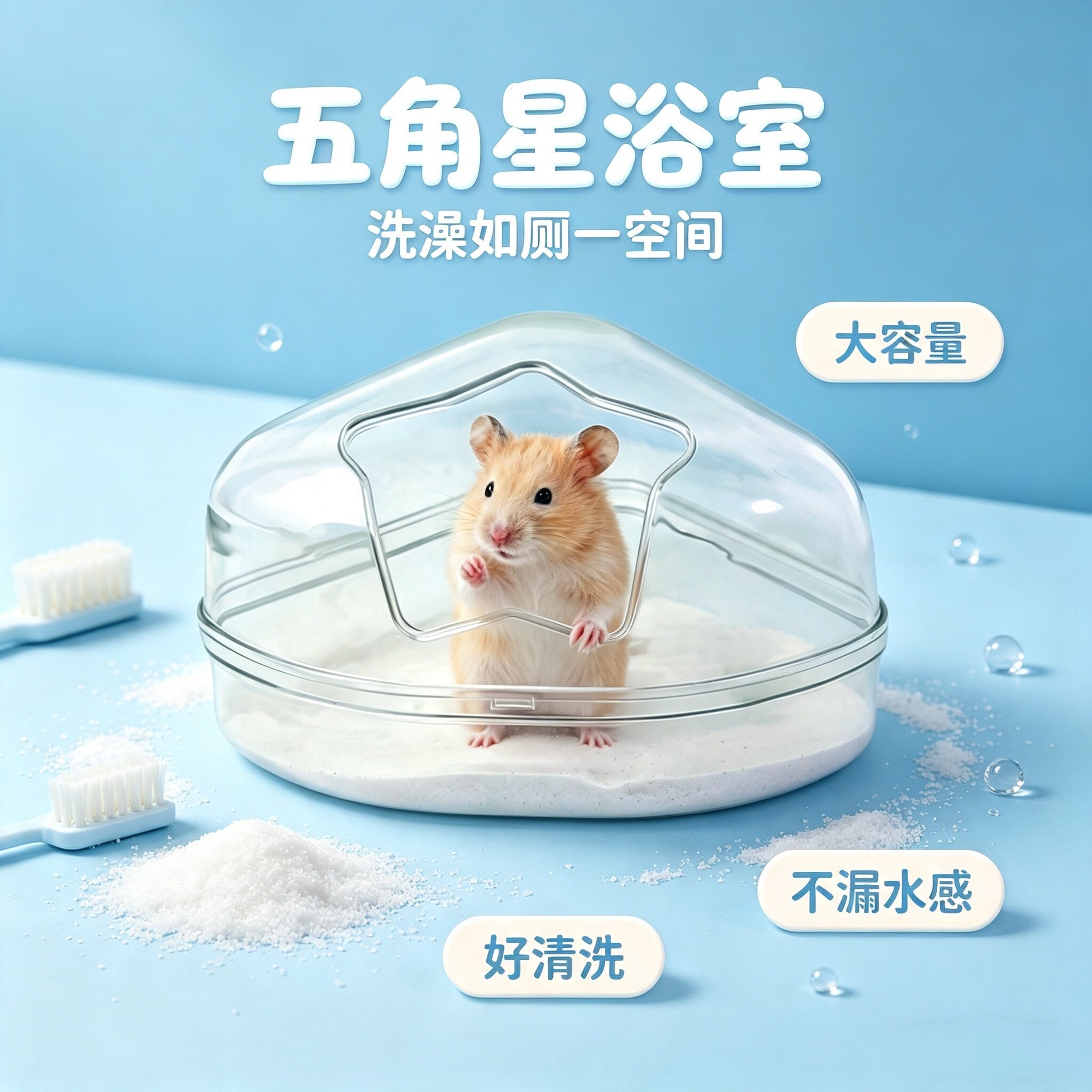透明防溅仓鼠洗澡如厕两用浴盆