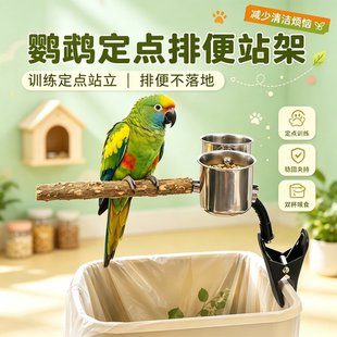 垃圾桶定点排便拉屎夹子创意拉粑粑专用鹦鹉花椒木站杆站架多功能