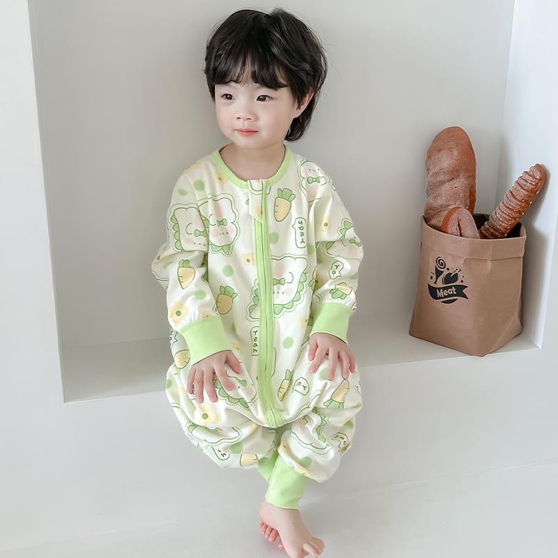 睡袋婴儿春秋款纯棉宝宝连体睡衣春季防踢被子男童四季通用款秋季