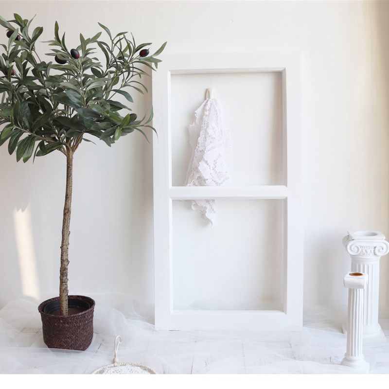 家居摆件实木做旧k窗框窗格背景道具橱窗甜点蛋糕花店拍摄布景壁