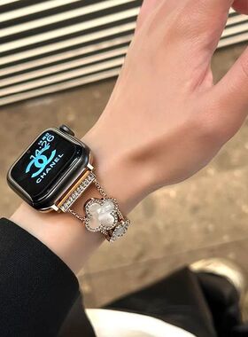 适用oppoWatchSport表带S/X2mini金属高颜值小香风四叶草带钻4pro