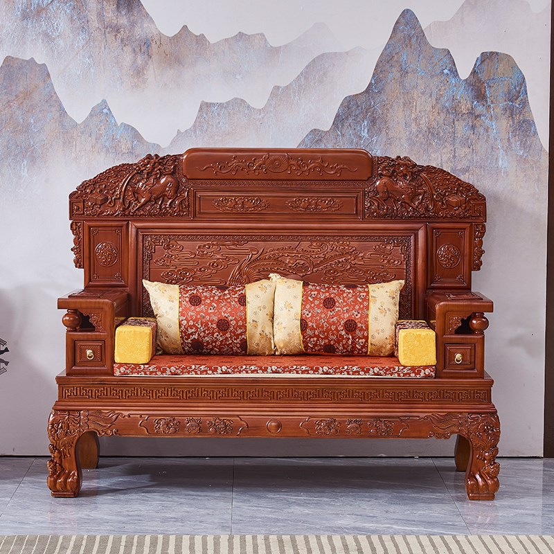 中式明清c古典实木沙发组合红木沙发客厅全套家具仿古实木雕花沙