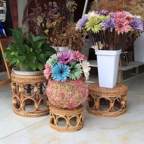 手工藤编坐墩休闲藤凳小墩子家具缅甸坐凳矮凳编T织圆凳儿童换鞋