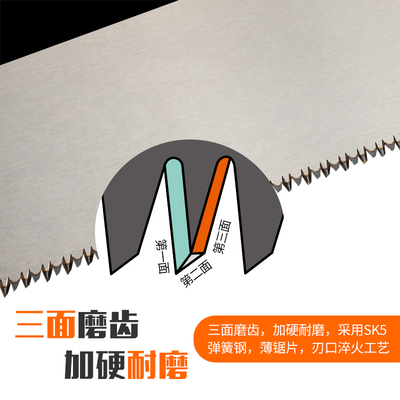 三倍锯手工快速锯细齿手锯木x工装修硬木红木多功能双面开榫锯子
