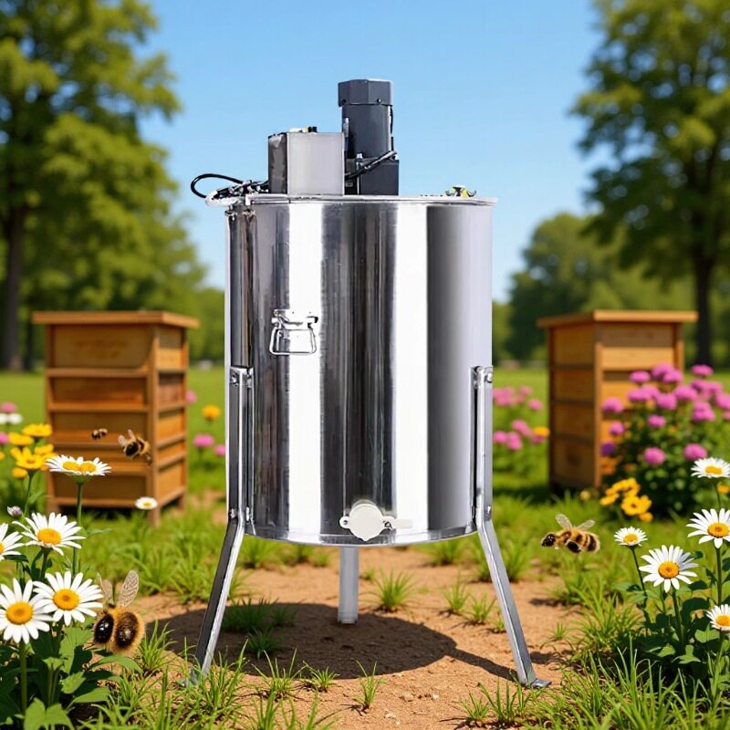 出口型不锈钢电动四框摇蜜机4框蜂蜜分离机带支架带流蜜口工具