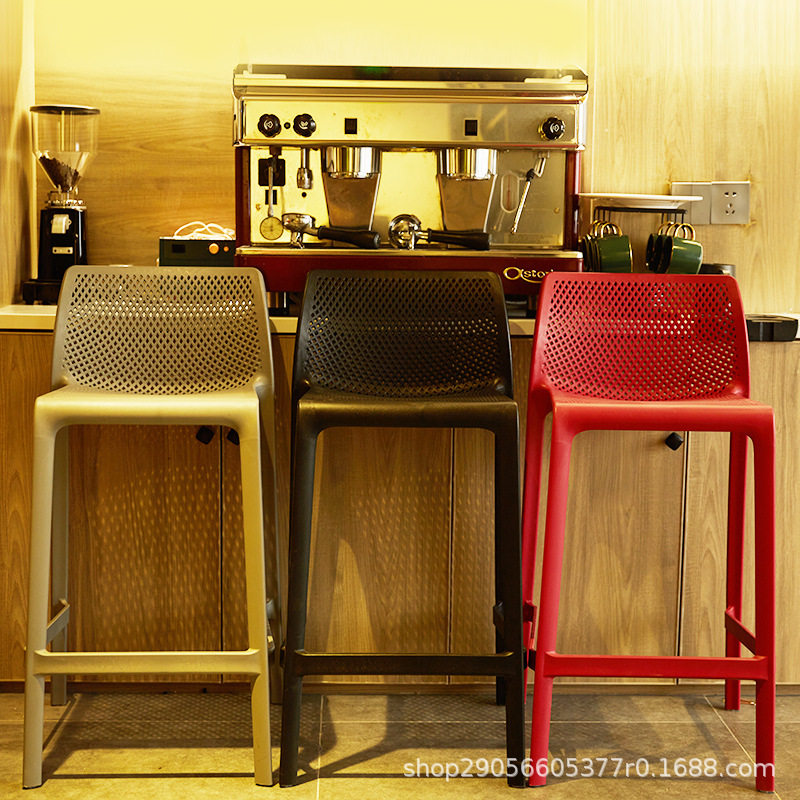 厂家直销简约网红INS白色酒吧高脚凳设计师可叠放北欧塑料吧台椅,住宅家具,家用高脚椅,淘宝优惠券,粉丝福利购,淘宝优惠卷