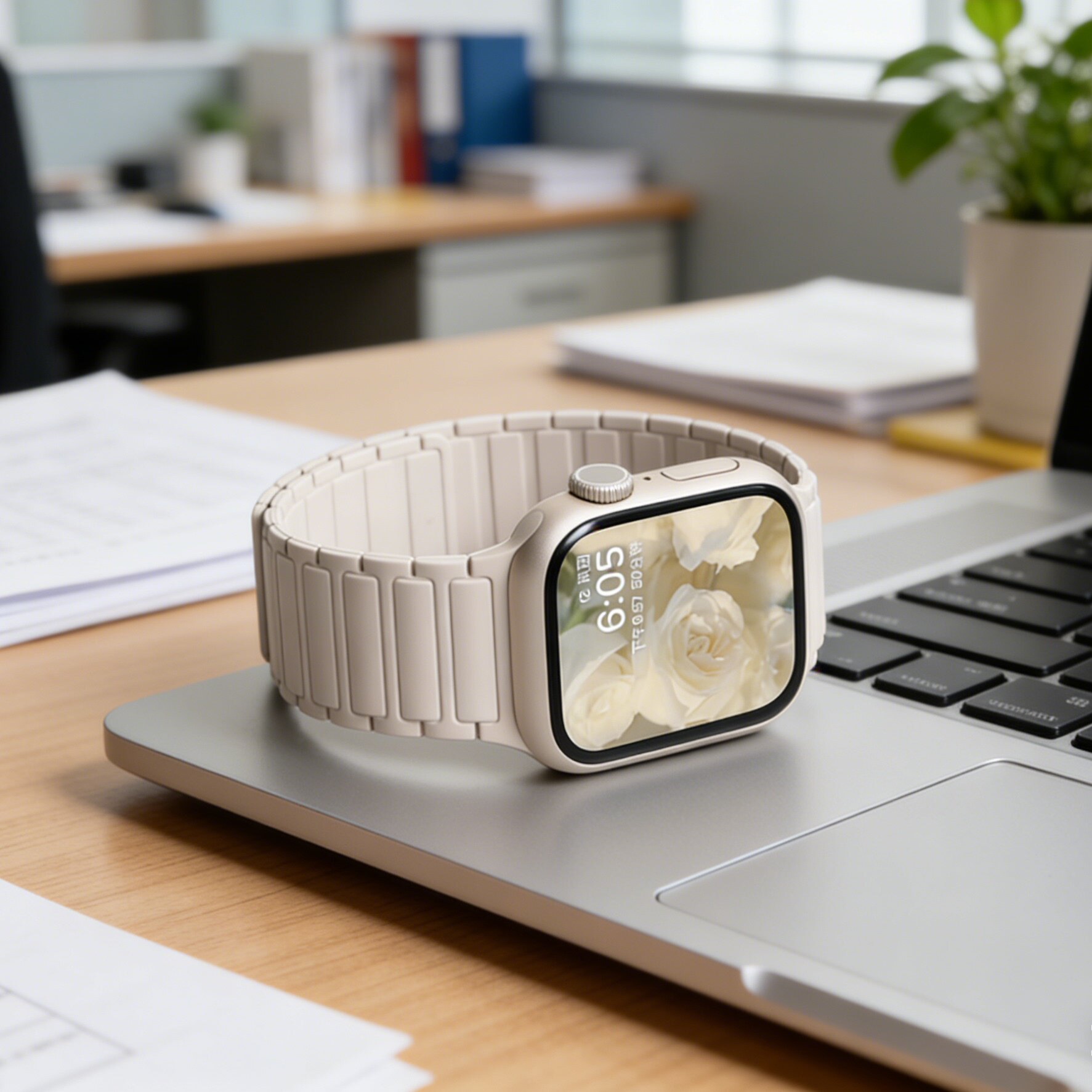 张婧仪同款适用苹果s11新款手表表带iwatch10腕带原装applewatch9磁吸s8硅胶S7精致SE女款高级感s6春夏高级感