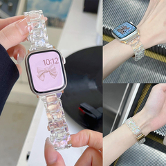 透明镭射彩色iwatchs10表带苹果手表带applewatch9小冰块高级感s9se女s10腕带ultras运动夏原装适用华强北