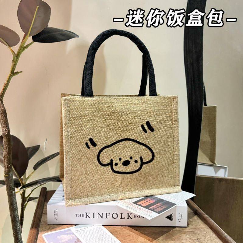 麻布手提袋迷你小拎包上班族学生带饭便当包通勤百搭妈咪饭盒包包
