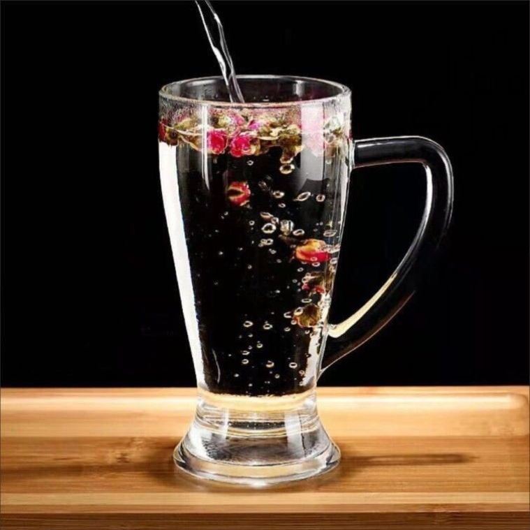 加厚耐热带把玻璃水杯 网红大号奶茶杯冷饮果汁杯家用啤酒杯美式