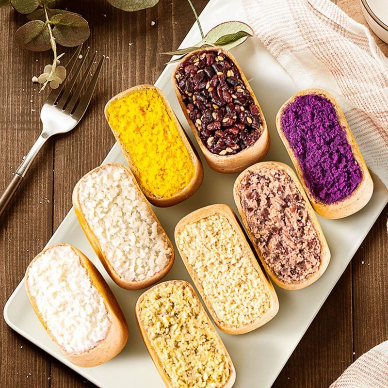 【现做】古溪田全麦0蔗糖粗粮馅饼糕点饱腹紫薯绿豆代餐夹心饼