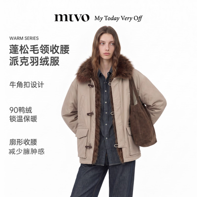 【MTVO】蓬松毛领收腰派克羽绒服
