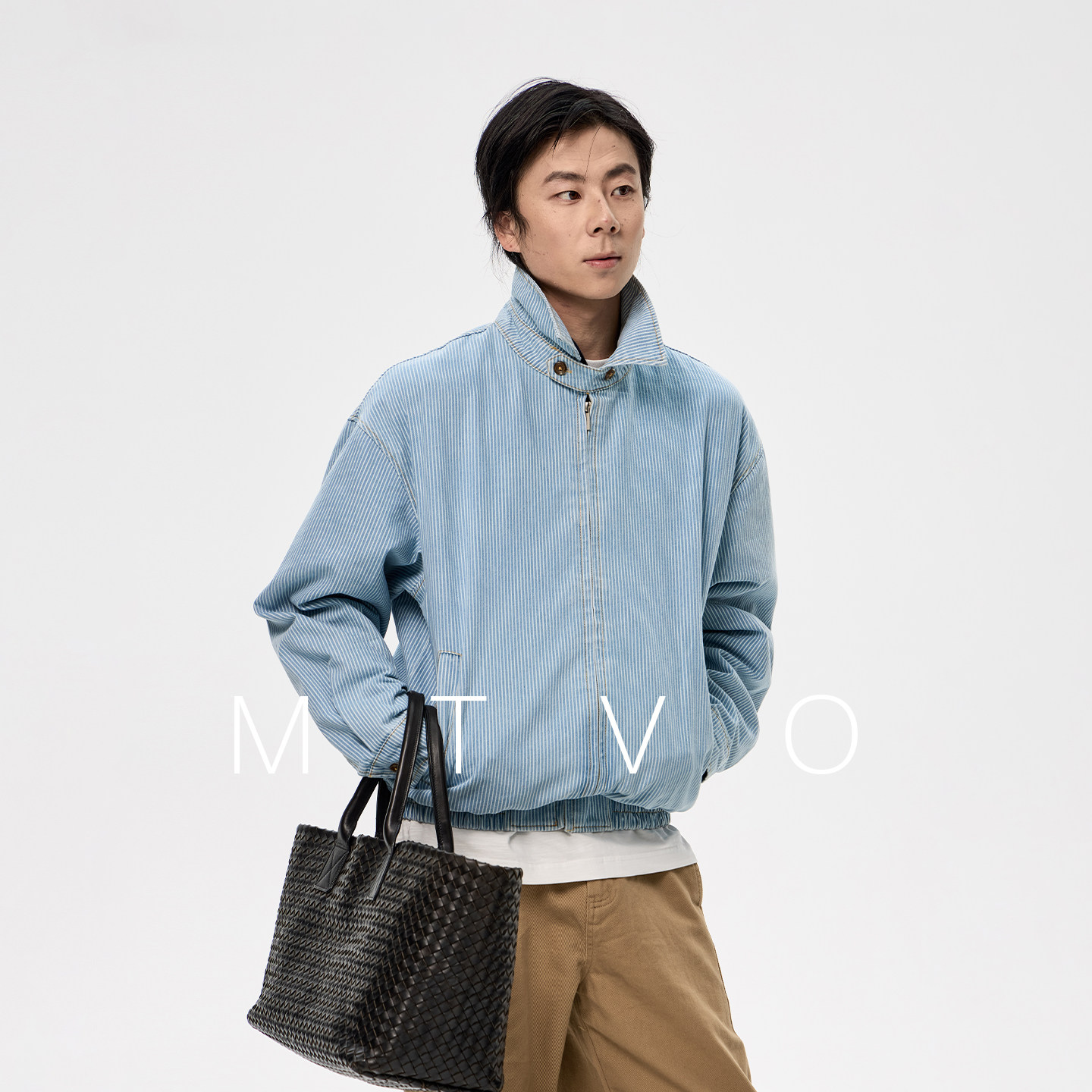 mtvo2026年春季新品高级蓝白条纹牛仔夹克男秋短款哈灵顿外套女,男装,牛仔外套,淘宝优惠券,粉丝福利购,淘宝优惠卷