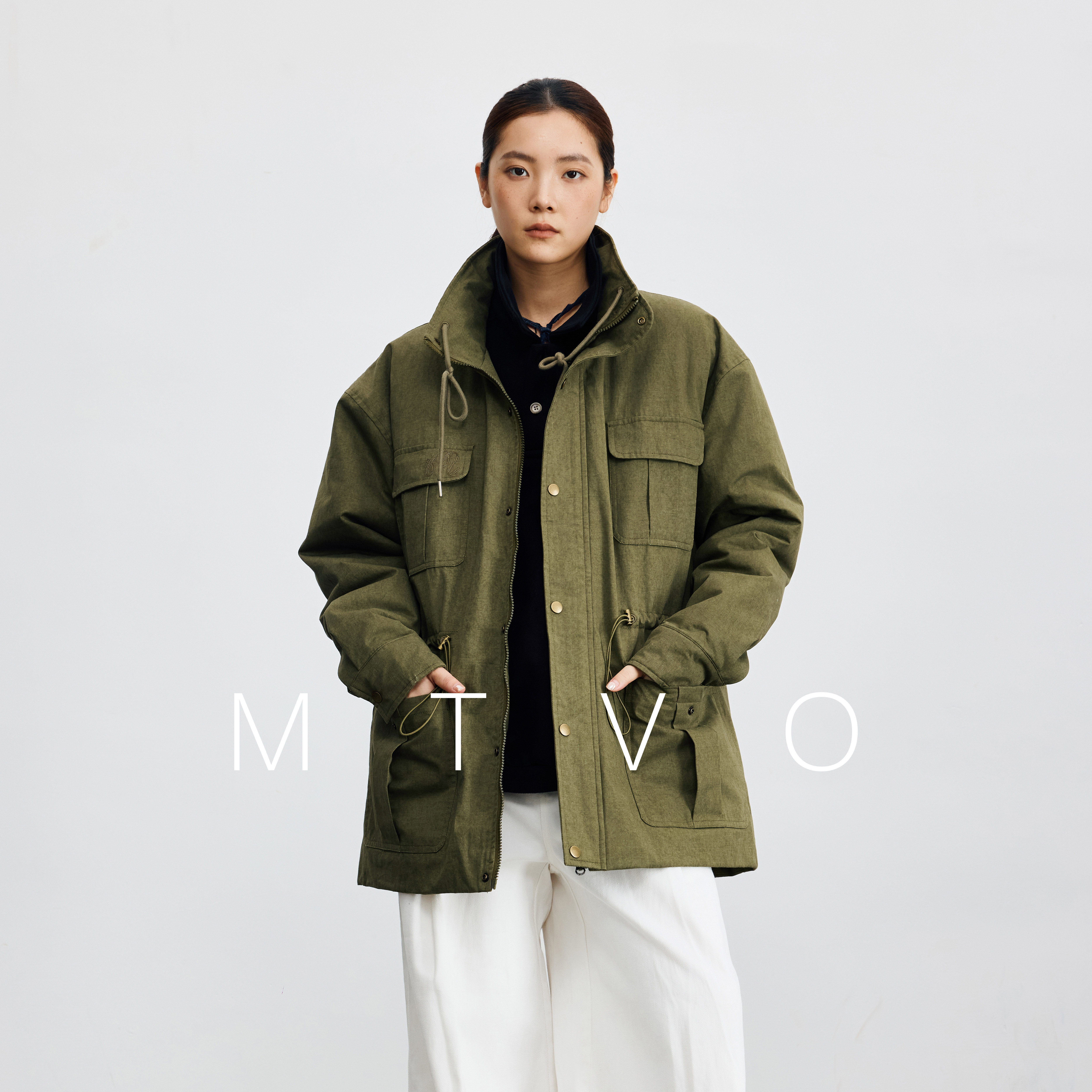 MTVO中古水洗“伐木”工装做旧巴恩帆布麻加厚收腰系带棉服男外套