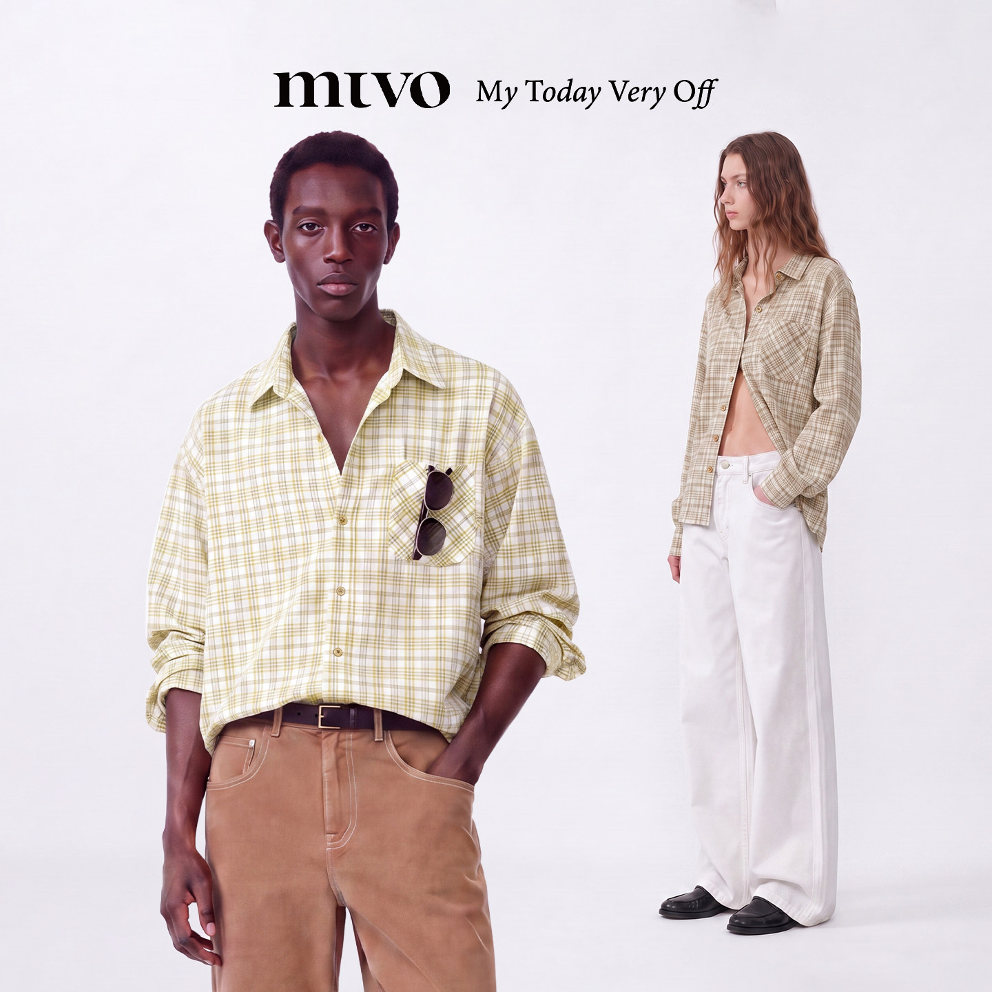 【MTVO】黄白泡泡格纹衬衫图片