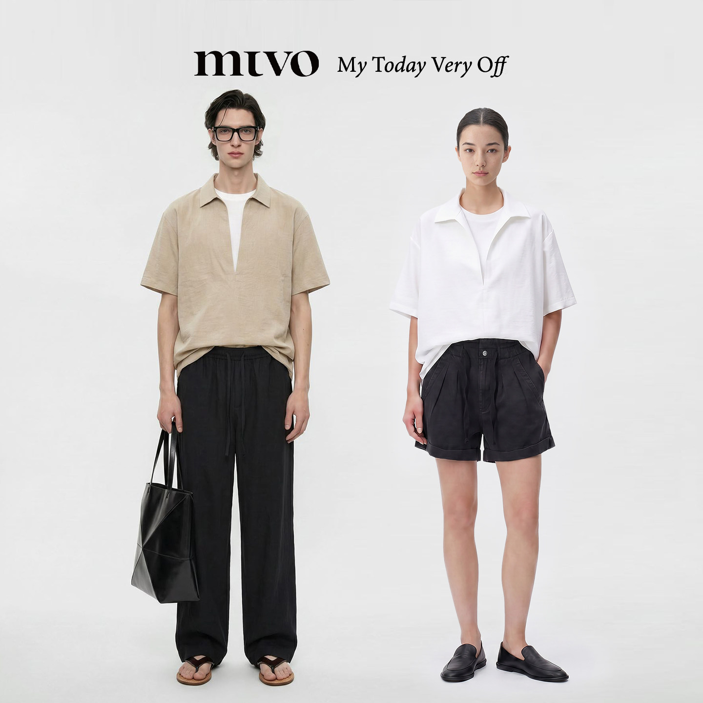 【MTVO】半开领假两件短袖衬衫图片