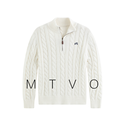 2026年春季新款半拉链麻花毛衣