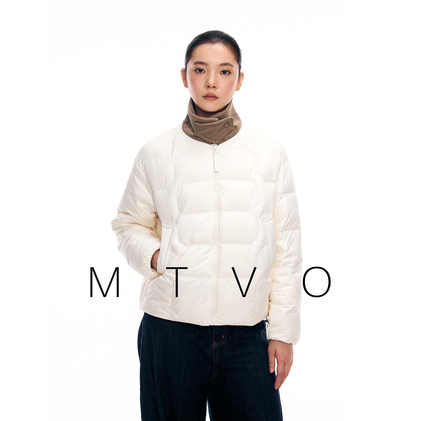 mtvo撞色90白鸭绒轻薄羽绒服外套