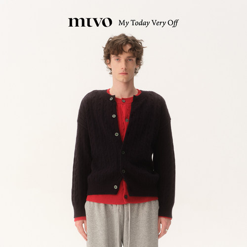 mtvo老钱风外搭针织开衫外套男
