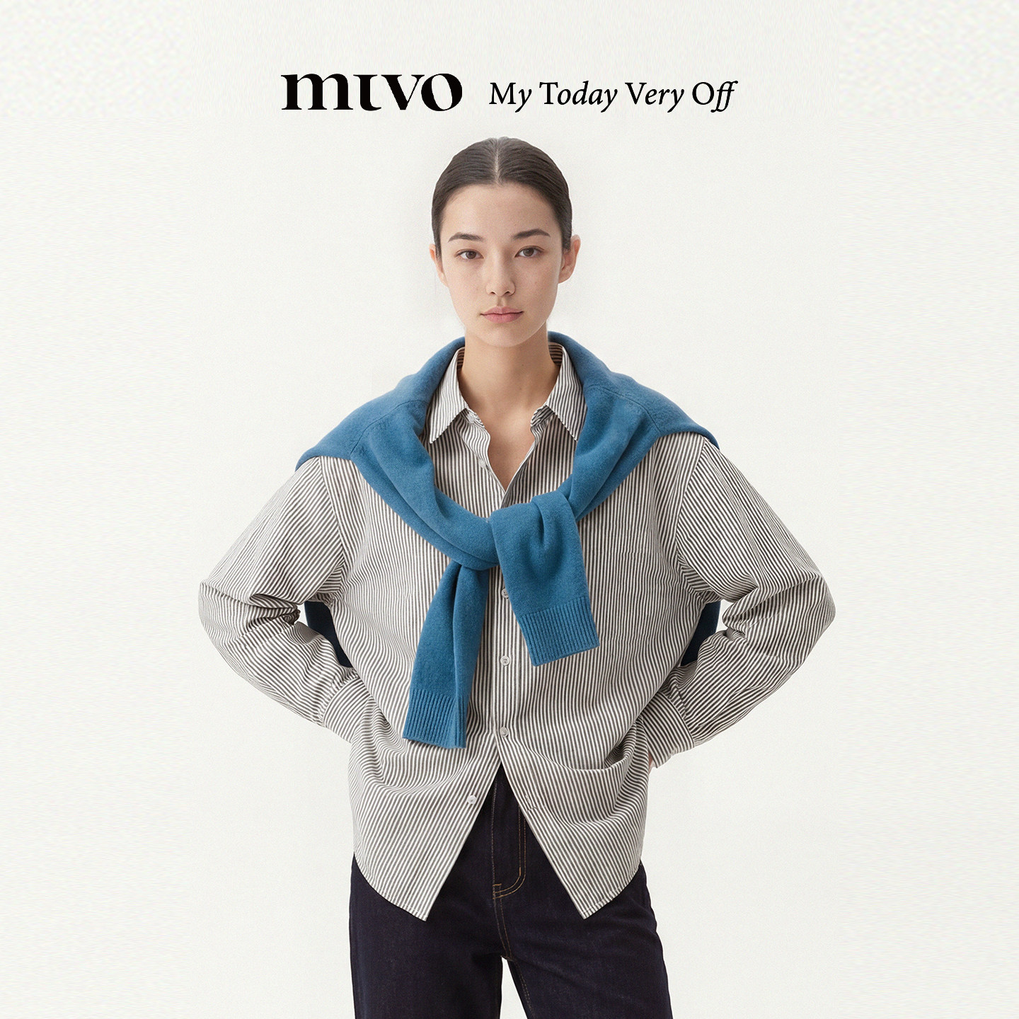 mtvo条纹长袖衬衫男翻领衬衣女图片