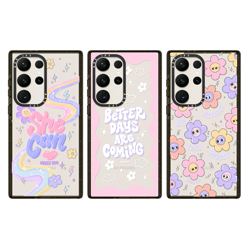 Magsafe磁吸CASE联名Huyen Dinh卡通花朵S24Ultra壳适用Samsung23+亚克力GalaxyS22Ultra防摔保护套