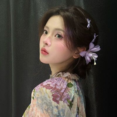 新款紫色温柔少女风仿真百合花朵发夹侧边夹氛围感气质头花发饰女