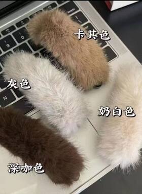 一字韩系甜美头饰新款夹子后脑勺发夹风盘发毛茸茸秋冬扭扭夹毛夹