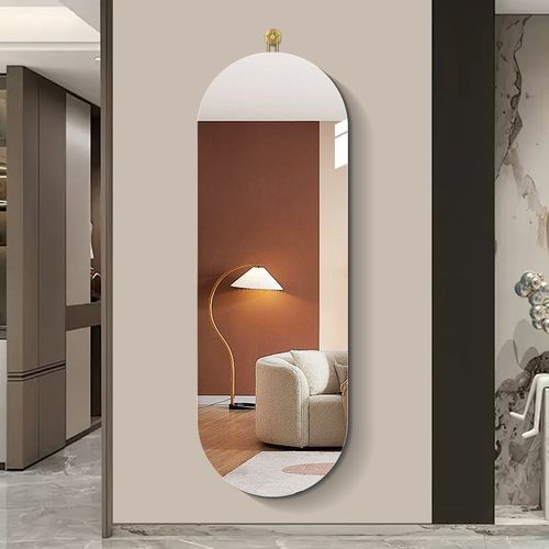 镜子全身穿衣镜i挂钩式镜子壁挂玄关挂墙家用椭圆试衣镜无框设计