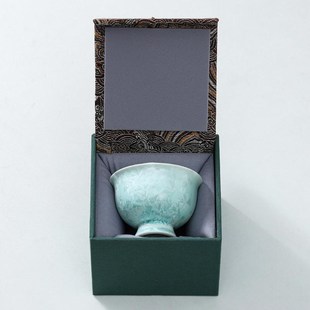 结晶窑变花口茶杯个人专用主人杯单杯品茗杯功P夫茶具喝茶杯子单