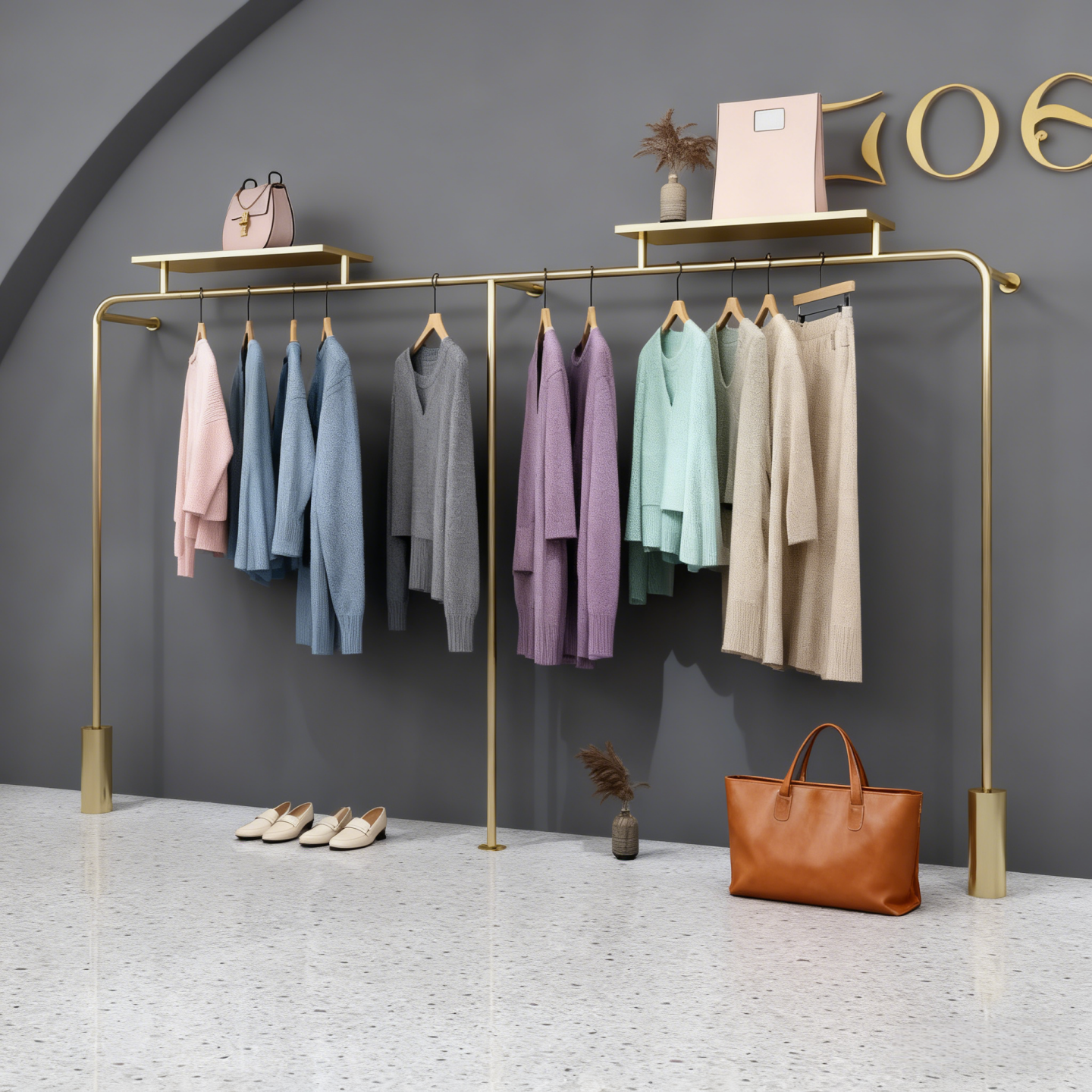 不锈钢钛金服装展示架