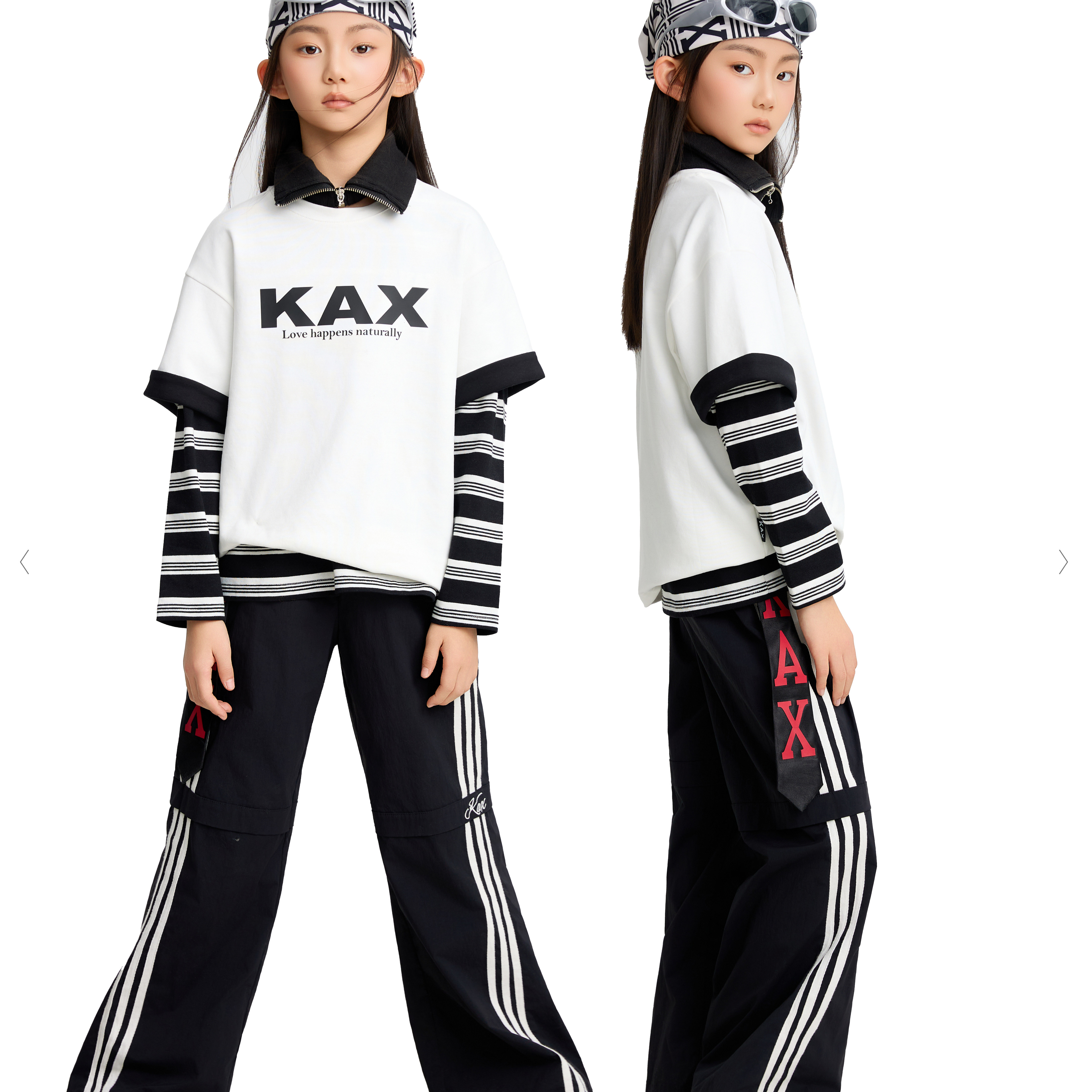 KAX·男女潮童同款2026今年流行爆款黑色条纹宽松运动裤夏季长裤
