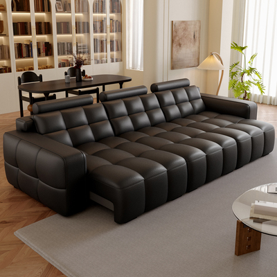 劳伦斯电动沙发床三人位小户型多功能伸缩平推全躺睡真皮沙发客厅