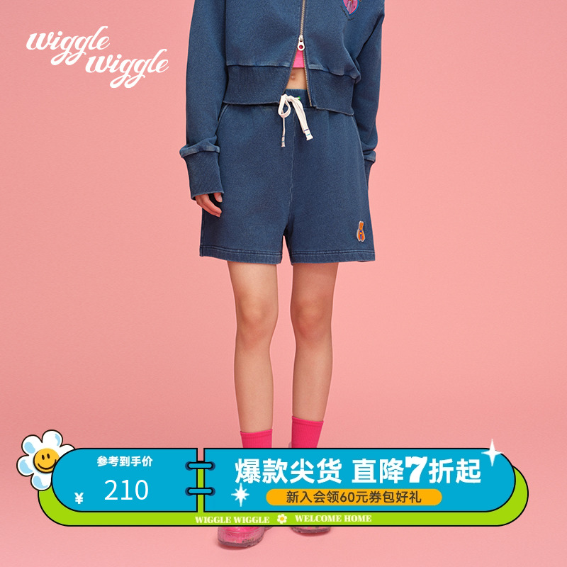 wigglewiggle25年夏季A字短裤可调节腰围口袋女裤暑期