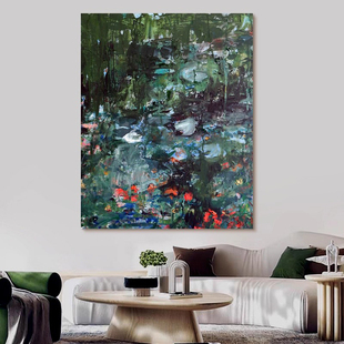 侘寂风玄关装饰画肌理感抽象客厅挂画长方形小众艺术过道餐厅壁画